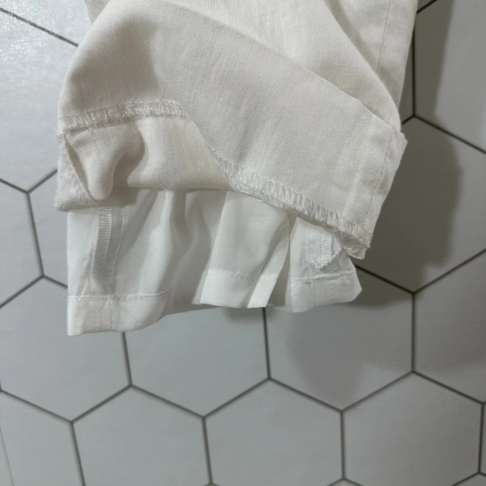 Banana Republic Avery Ankle Pants 2 White Linen Cotton Blend Slim Trousers 29x26